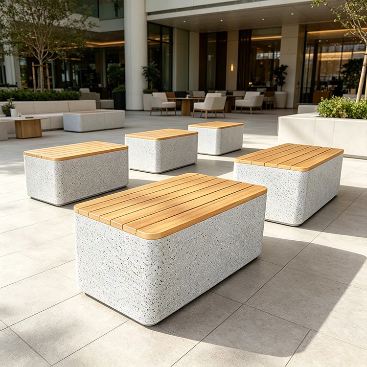 Коммерческая скамья-куб из FRP Terrazzo